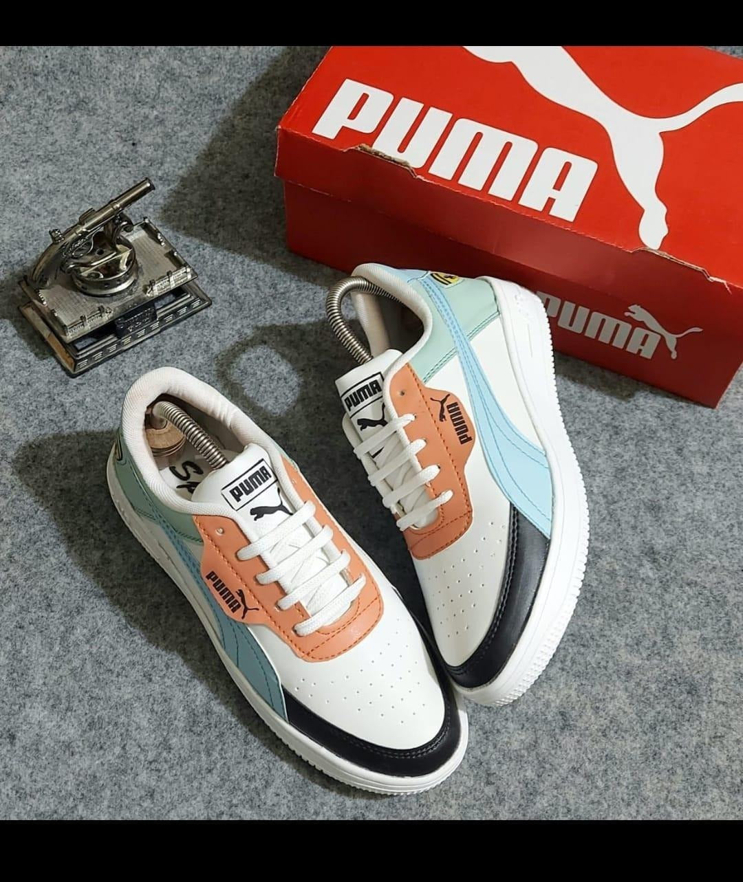 Lygor - Sneakers for Men (White & Sky Blue, 6)