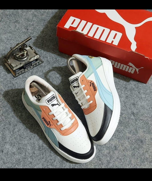 Lygor - Sneakers for Men (White & Sky Blue, 6)